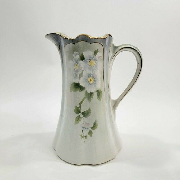 K & G LUNEVILLE FRANCE Floral Decorated Handled Pitcher - Picture 2 of 12